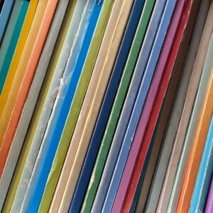 Blank spines thin books bookshelf colorful background picture